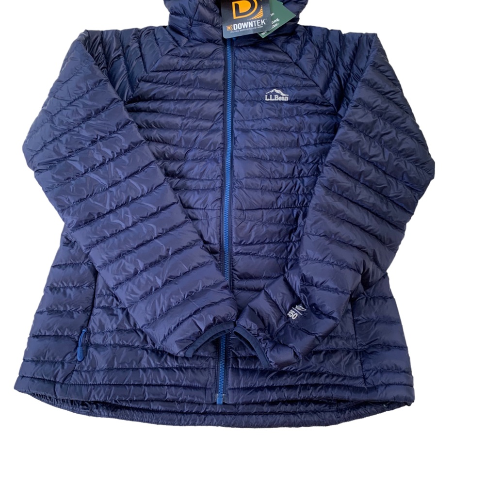 L.L. Bean Women's Ultralight 850 Down Packable Hooded Jacket Navy Size S NWT - Picture 9 of 16